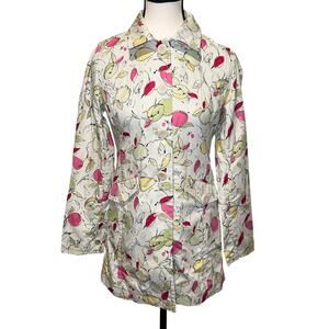 Ann Taylor LOFT Petites Apple Rain Coat Green Pink White Size XSP *NOTE FLAW*